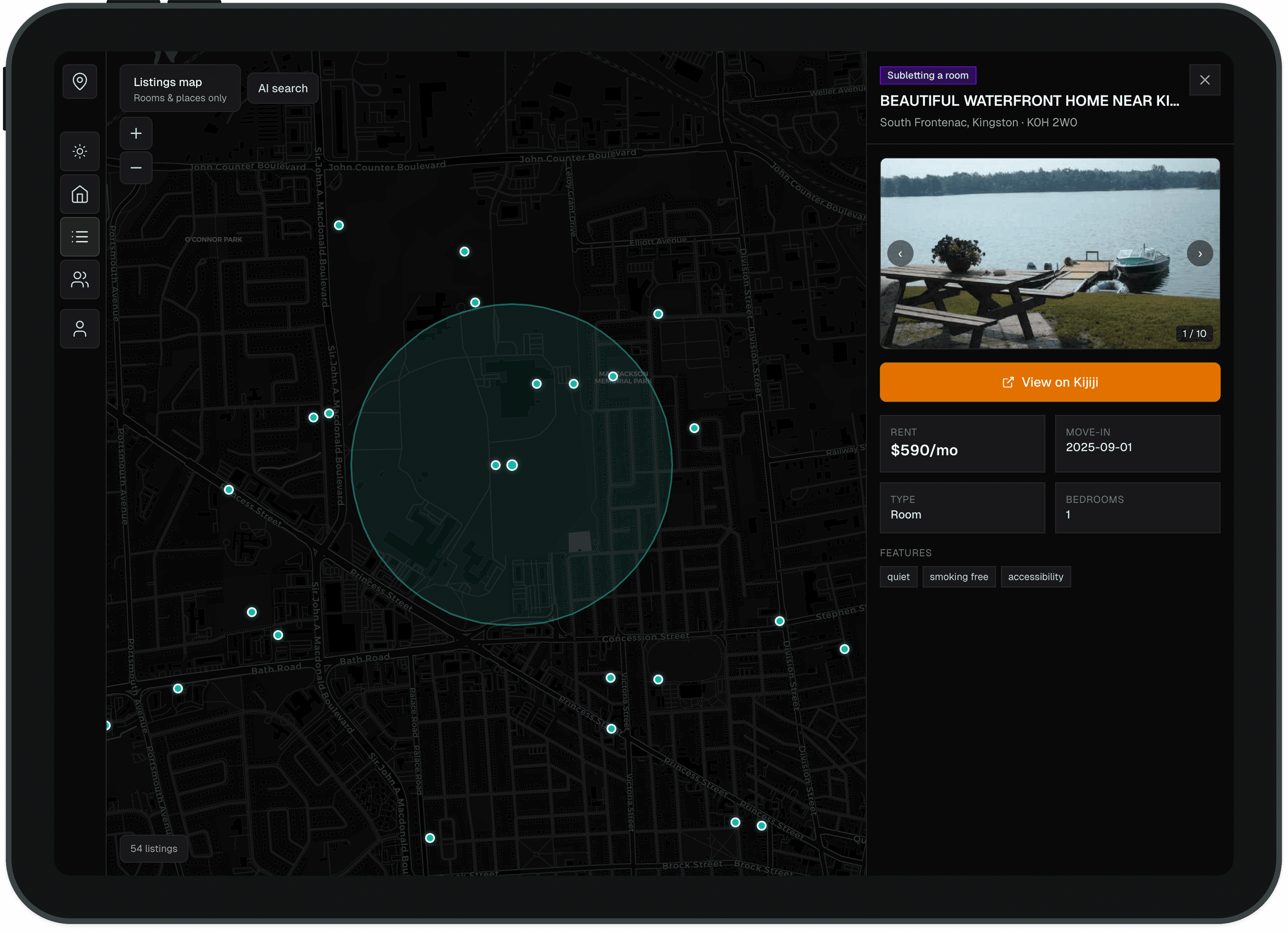 Pinpoint app running on iPad Pro